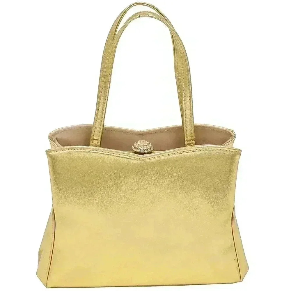 50s Gold Mid Century Kiss Lock Handbag Top Handle Bag Formal Evening Bag Wedding